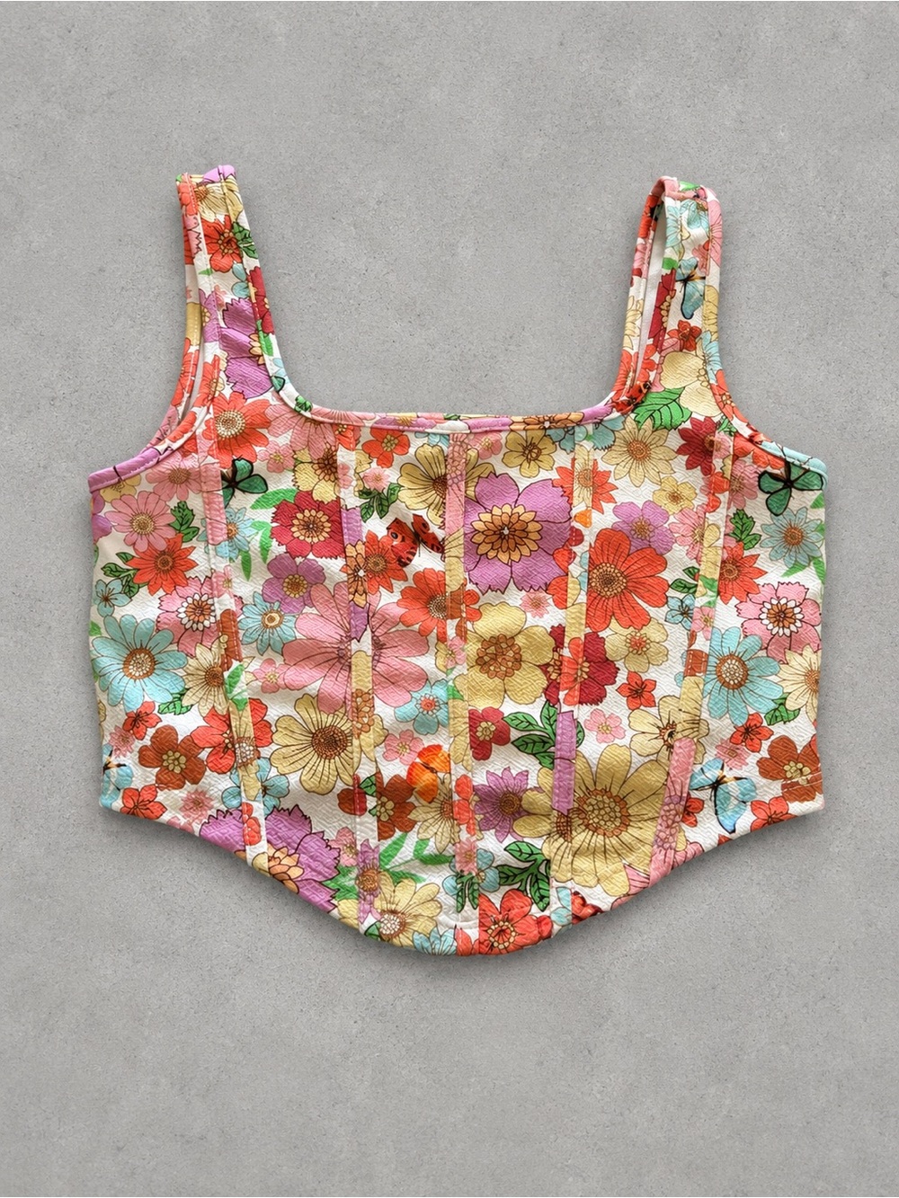 SHEIN Multicolor Floral Corset Crop Top